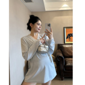 PEIPEI佩佩孕妇装 蕾丝花边2025休闲日常外穿T恤裙子上衣宽松春装