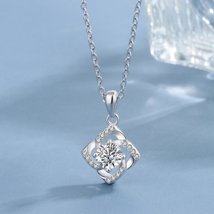 s925纯银项链女生日情人节礼物送女朋友轻奢小众锁骨链菱形吊坠