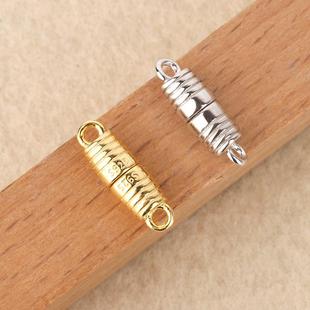 s925纯银磁吸扣圆形扣diy手链项链扣圆台形强力磁铁扣连接扣配件