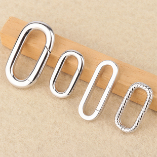 S925纯银旦形弹簧扣diy配件项链扣头吊坠扣子夹扣手工材料多款扣