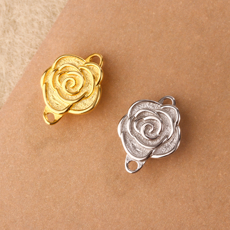 S925纯银强力吸铁扣手链连接磁扣DIY饰品玫瑰花磁铁扣配件可开合