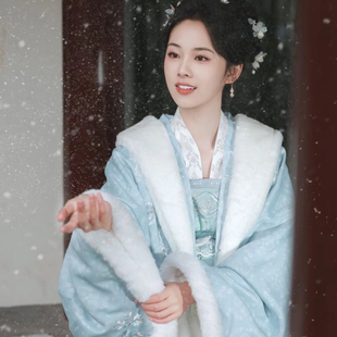 新款冬季蓦回首大袖衫改良直领对襟衫齐胸交窬裙唐制汉服女装