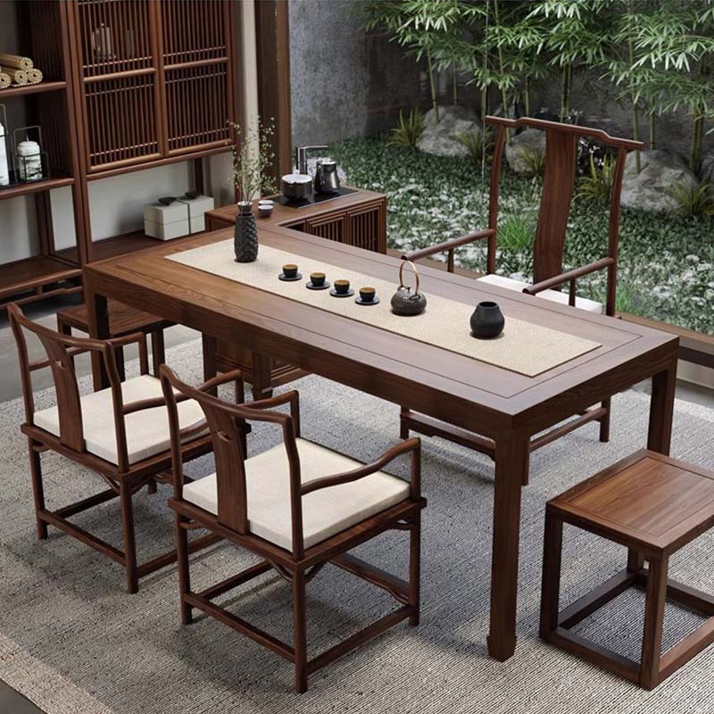 龙勋北榆木禅意实木泡茶桌椅组合