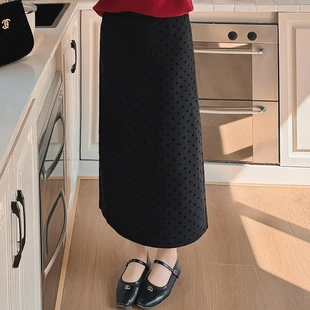 东莞市朗天服饰大码女装波点半身裙胖mm显瘦高腰直筒裙中长款裙子