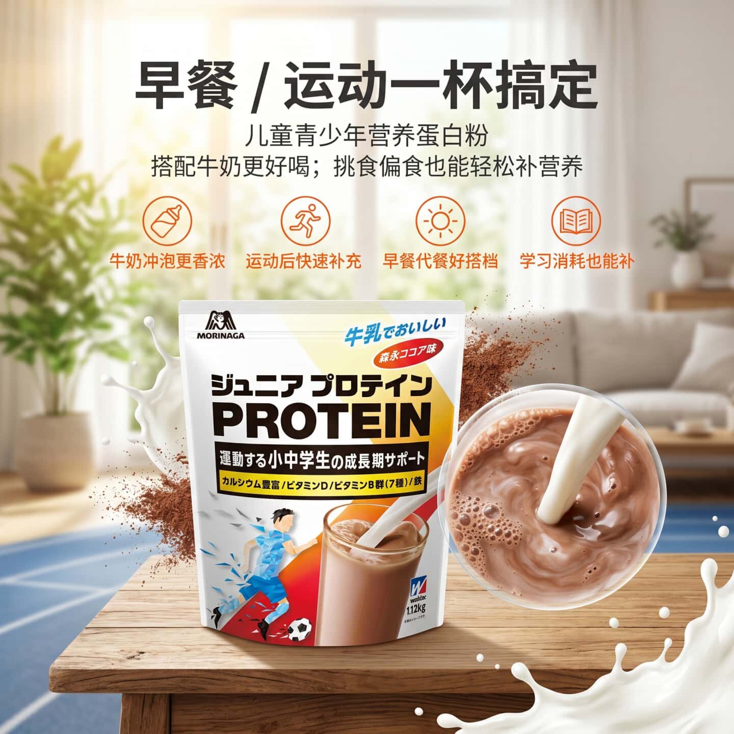 日本代购森永 孩子成长大豆 乳清 双蛋白营养粉儿童学生健康营养