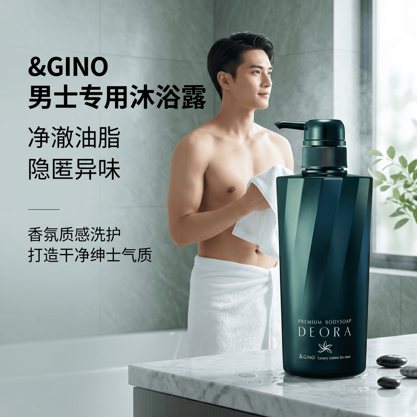 日本代购&GINO男士专用沐浴露液 480ml 净味留香深层清洁养护肌肤
