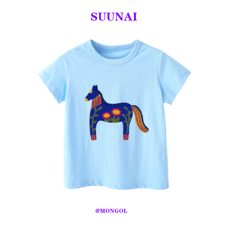 sunnai蒙古童装短袖民族风