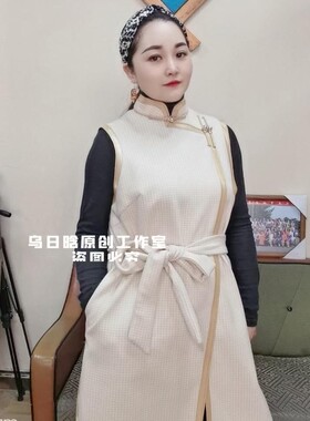 民族风A型呢子纯色立领