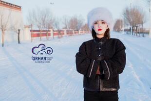SUUNAI.WRH女装秋冬外套长袖单排扣口袋常规通勤单件纯色澳毛蒙古