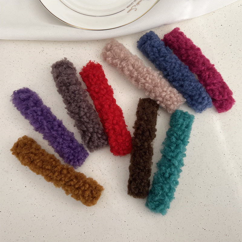 韩国东大门彩色一字羊羔毛后脑勺马尾弹簧夹法式顶夹刘海夹侧边夹,饰品/流行首饰/时尚饰品新,发饰,淘宝优惠券,粉丝福利购,淘宝优惠卷