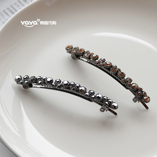 韩国水钻小号金属质感侧边弹簧夹