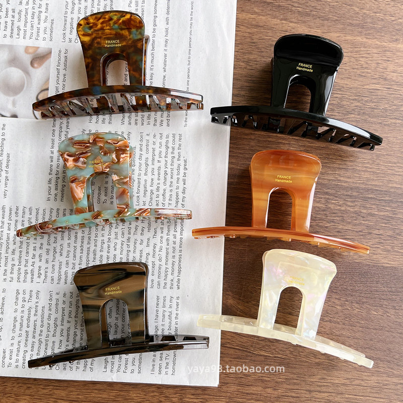 极简线条发夹~韩国FRANCE醋酸抓夹 盘发鲨鱼夹后脑勺 发量多适用