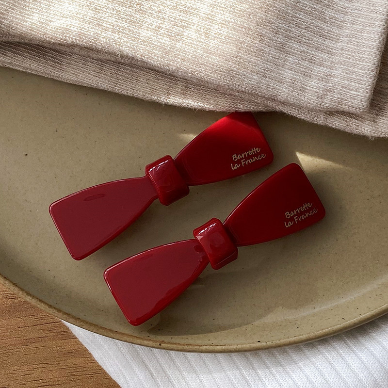 韩国france气质酒红色弹簧夹