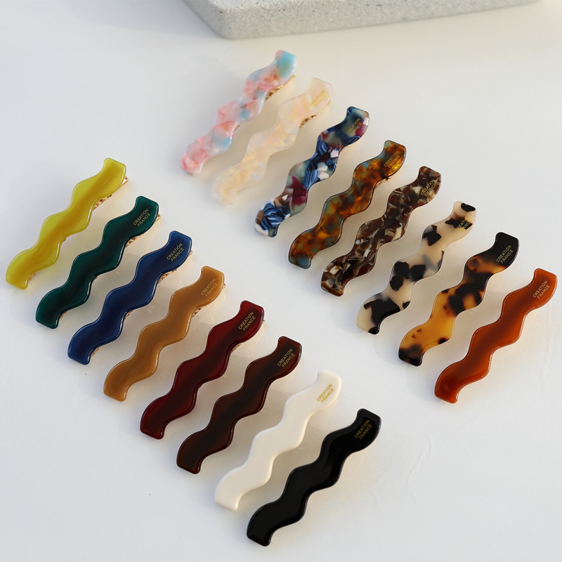 法式高级配色波浪形小发夹