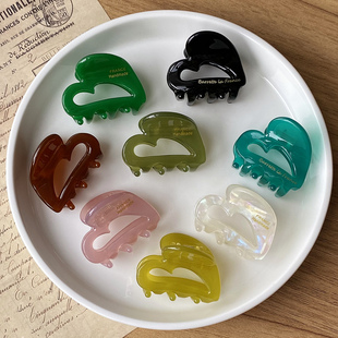 清爽果冻色~韩国FRANCE中小号爱心形抓夹 法式气质发夹顶夹鲨鱼夹