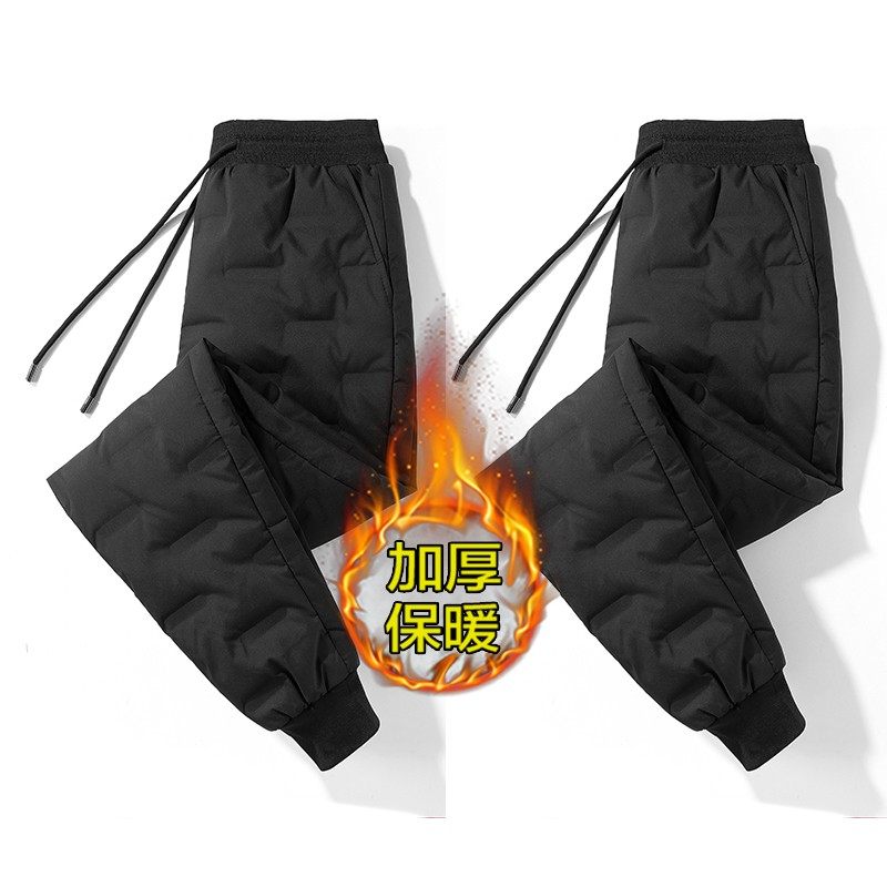 羽绒棉裤男爸爸裤子秋冬季加绒加厚中老年人外穿裤中年男士休闲裤