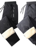 加厚羊羔绒卫裤 防水羽绒棉裤 男冬季 子大码 防风防雪加绒裤 干活穿