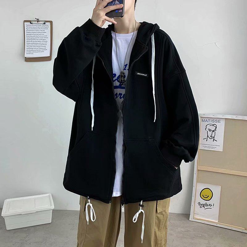 韩版潮流男士夹克加绒连帽外套