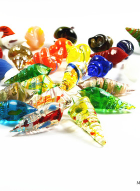 手作彩色海螺桌面造景玻璃工艺品