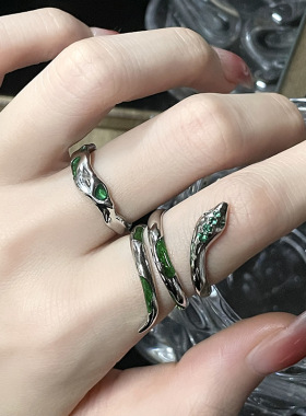 复古灵蛇缠绕戒指女亚文化冷淡风气质朋克风潮流小众辣妹指环配饰