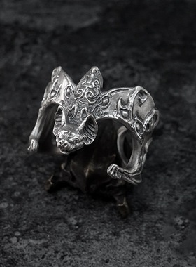 复古蝙蝠开口戒指男女暗黑系独特小众猎奇夸张哥特风朋克指环配饰