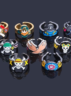 海贼王周边戒指路飞索隆山治乔巴娜美罗布鲁克同人卡通指环配饰