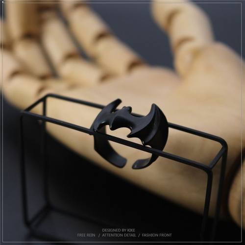 蝙蝠侠周边戒指漫威宇宙暗黑风复古小众潮流男女可调节指环配饰