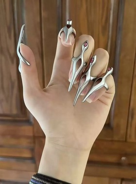 复古亚文化指甲戒男女中性朋克风暗黑系独特千禧辣妹小众戒指指环