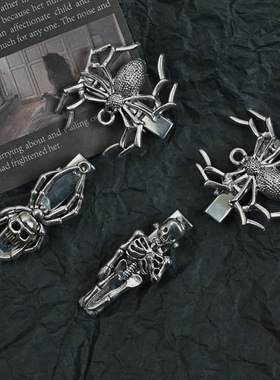 复古骷髅头蜘蛛发夹暗黑系哥特风朋克立体酷欧美小众个性发卡边夹