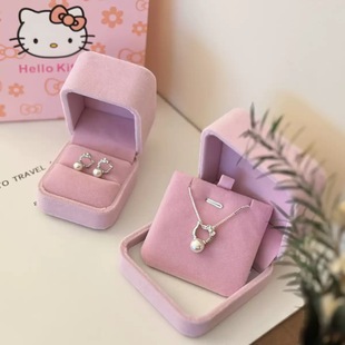 HelloKitty耳钉项链礼盒礼袋套装可爱凯蒂猫卡通送女朋友礼物小众