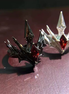 宣宁永恩冠军开口戒指男女情侣皇冠对戒小众卡通日韩潮流指环配饰