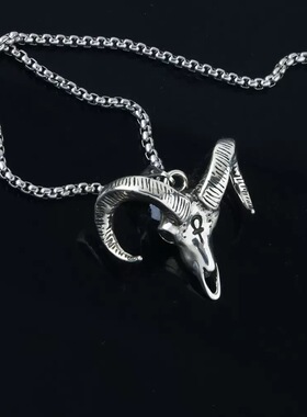 复古黑山羊项链男中性欧美朋克风小众恶魔撒旦暗黑系潮流嘻哈吊坠