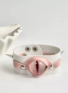 千禧辣妹亚文化恶魔之眼皮手环女小众独特哥特风潮流铆钉手链配饰