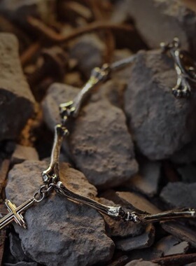 vintage复古十字架骷髅骨头手链男女中性暗黑系朋克风配饰小众