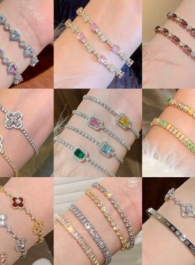 韩版镶锆爱心圆形手链轻奢高级感气质手环时尚简约网红风手饰饰品