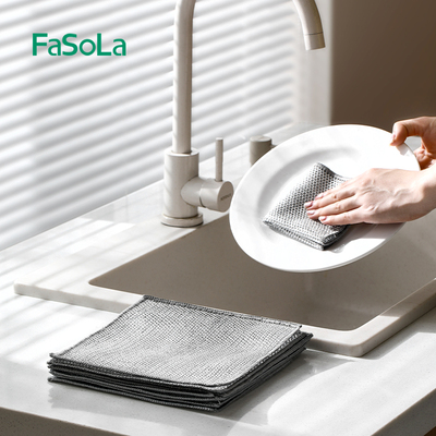 FaSoLa钢丝清洁布不沾油厨房专用