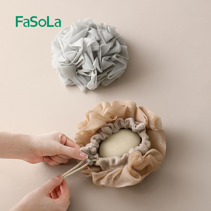 FaSoLa香皂沐浴球自带收绳装香皂肥皂起泡网浴室洗澡搓澡加厚柔软,家庭/个人清洁工具,沐浴球,淘宝优惠券,粉丝福利购,淘宝优惠卷