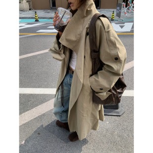 宽松oversize风衣外套复古 长款 不咸cheese 极简大牌风衣春秋薄款