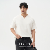 LEZORA静奢羊毛三醋酸 T恤男女 抑菌速干破坏白色v领休闲短袖
