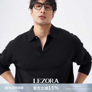 LEZORA慵懒ROW风 男 德国南毛极细羊毛宽松一粒扣独特polo针织衫