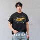 T恤男夏 洗水破坏vintage星光灯牌宽松短袖 LEZORA 怀旧太空漫游