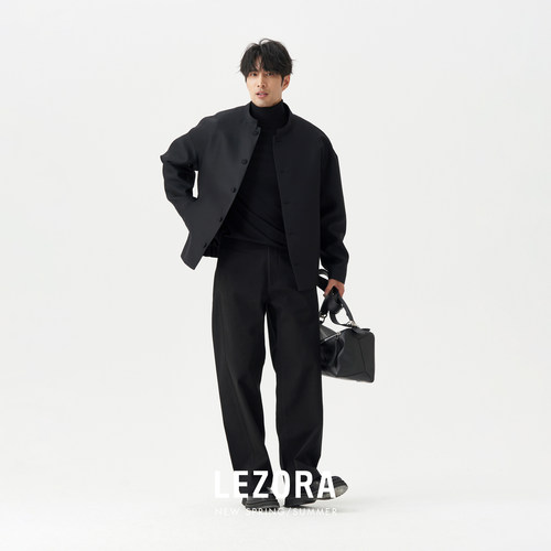 LEZORA进口斜纹布宽松弯刀裤