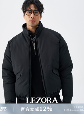 LEZORA日本进口pra原版面料 灯芯绒领插肩袖哈林顿鹅绒服男秋冬