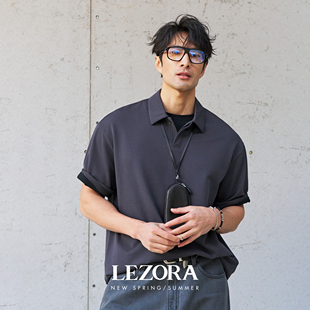 polo衫 进口三醋酸抗皱及简宽松休闲短袖 男 静奢易打理 LEZORA