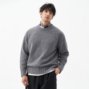 抗起球厚款 560g超细美利奴羊毛 毛衣男 怀旧粗针妈妈牌 LEZORA