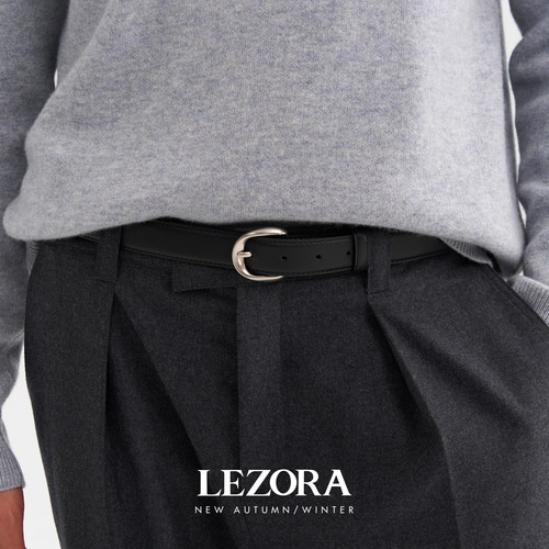 LEZORA老钱风真皮复古扣针腰带