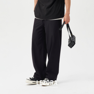 男 超薄防水弹力春夏宽松黑色休闲裤 LEZORA 接触冷感轻量弯刀裤