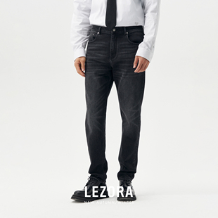 13.5oz斜纹丹宁猫须微弹牛仔裤 男 vintage复古黑牛 LEZORA