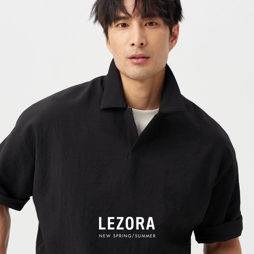 LEZORA轻量皱感一片式宽松polo衫