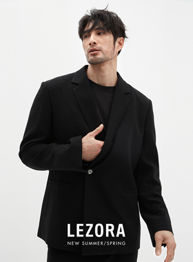 LEZORA高奢进口制平二重织75D三醋酸 不对称平驳领西服男西装宾霸